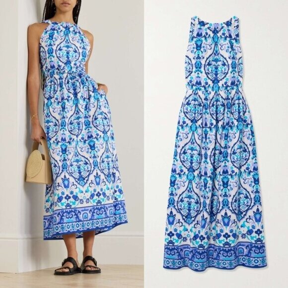 Cara Cara Colomba Floral Maxi Dress Size L NWT – Open Back Cotton Poplin - Picture 1 of 10